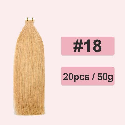 Pale Blonde Straight Invisible Tape In Human Hair Extensions 20pcs