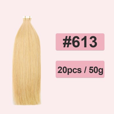 613 Blonde Straight Invisible Tape In Human Hair Extensions 20pcs