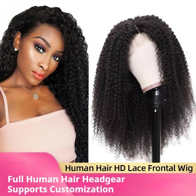 200% Density|4x4 Kinky Curly Full Coverage Front Lace Wig 100% Human Hair