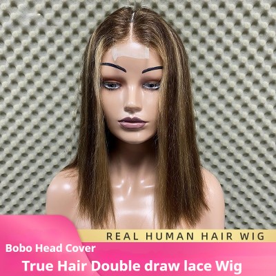 Highlight Double Drawn Straight Lace Front BOB Wig 100% Human Hair
