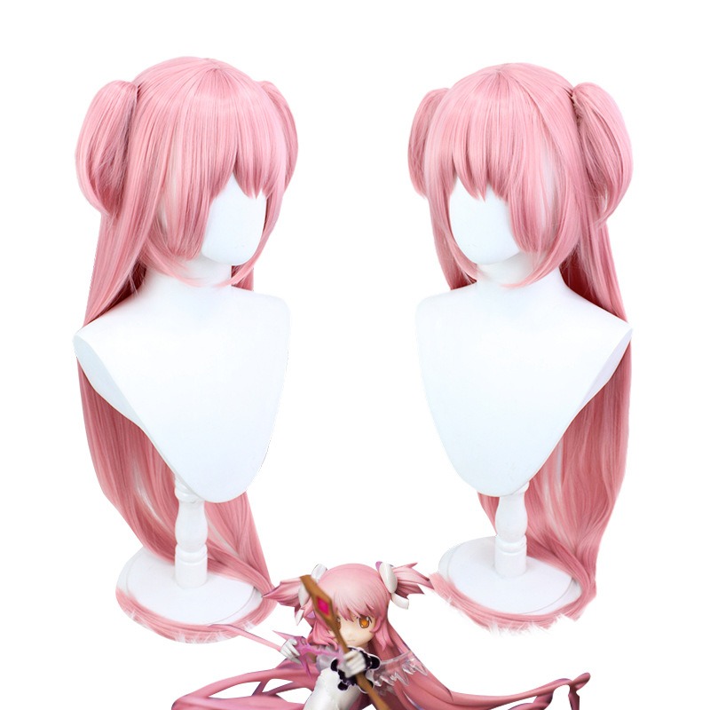 Puella Magi Madoka Magica Homura COS Wig Smoke Pink 120cm