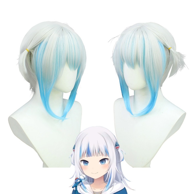 Hololive Virtual Idol Gawr Gura VTuber Shark Girl Cosplay Wig 35cm