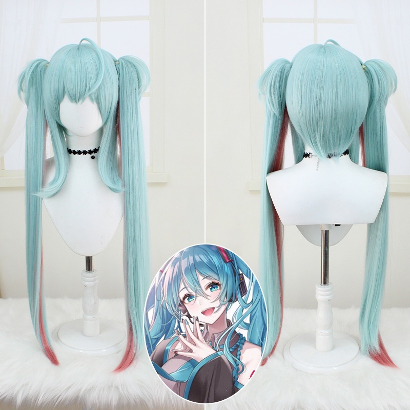 Hatsune Miku Raccoon Green Long Cosplay Wig  100cm