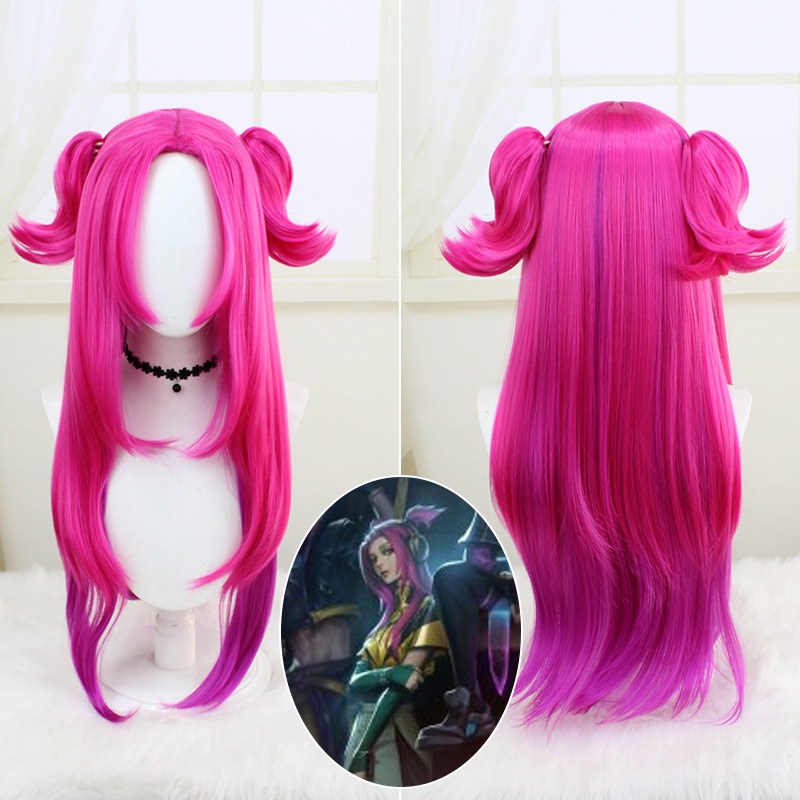 League of Legends Lunari COS Wig Long Hair with Detachable Double Bun Braids