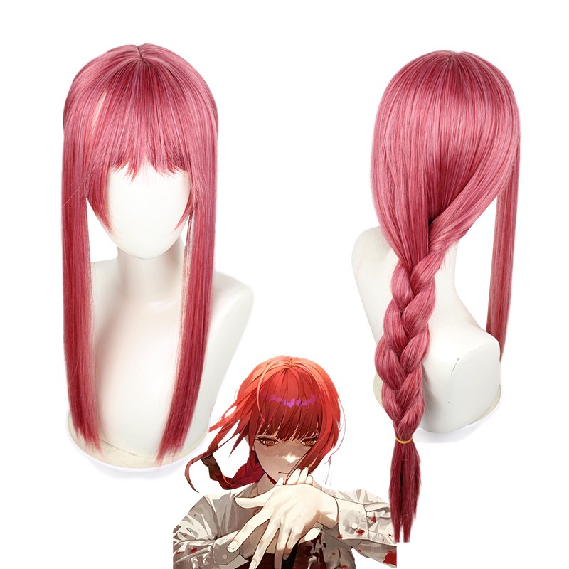 Chainsaw Man Makima Cosplay Wig - Chain Saw Man Demon Hunter Pink Braided Long Hair 70cm