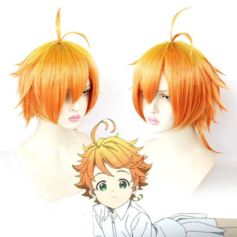 The Promised Neverland Cosplay Wig Set - Emma and Norman Orange Short Hair 