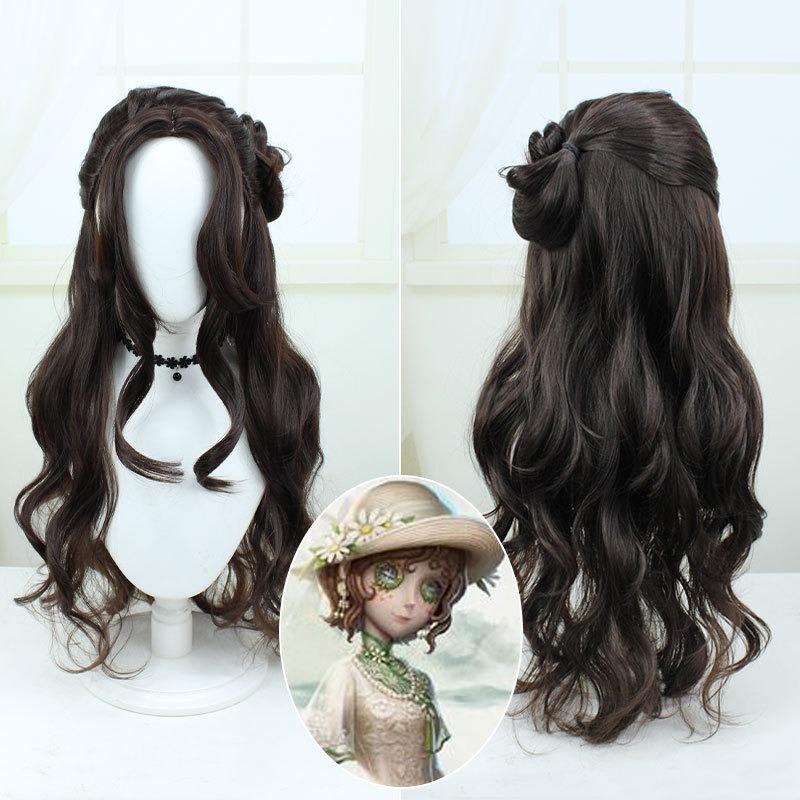  Identity V Hangzhou West Lake Collaboration Psychologist Patient Brown Long Curly Hair Cosplay Wig