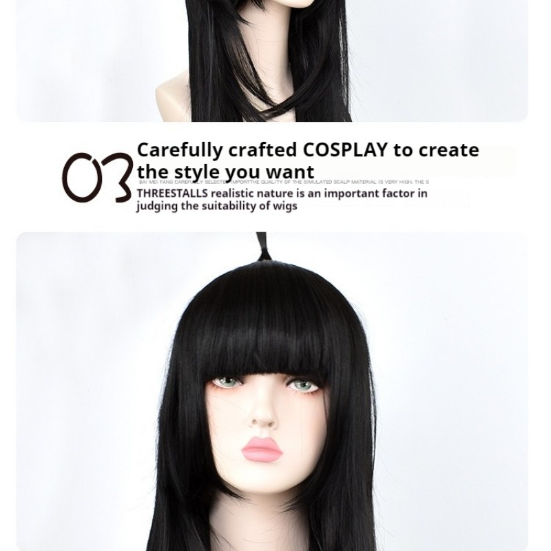 AOTU World Anime Keli Cosplay Wig - Black Long Straight Hair 90cm