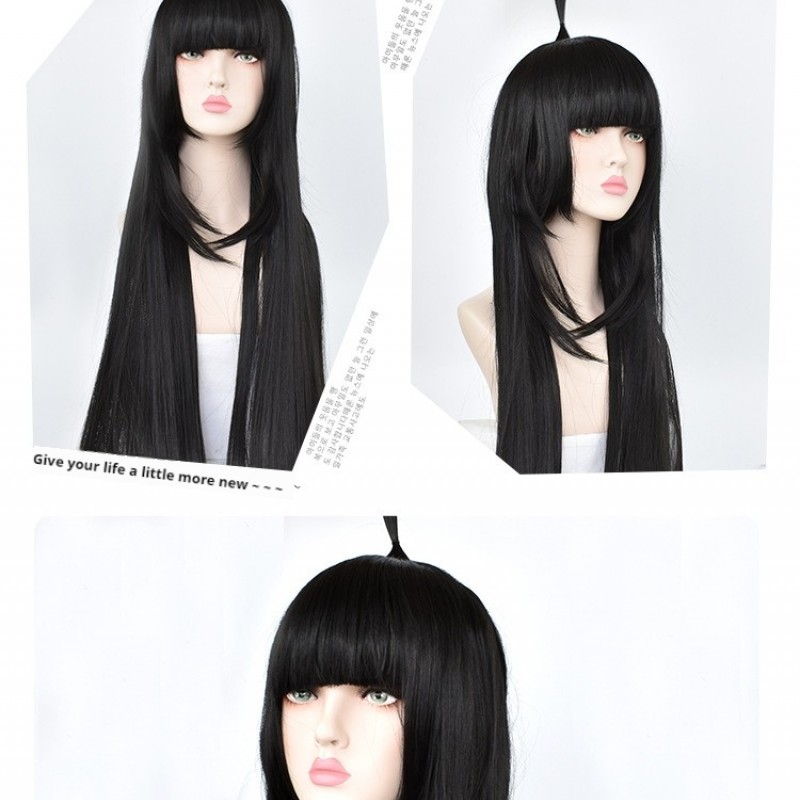 AOTU World Anime Keli Cosplay Wig - Black Long Straight Hair 90cm