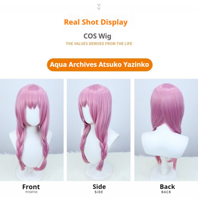 Azur Lane Jingi Yasuko Cosplay Wig - COSVOL3 Ako Pink Braided Pigtails with Middle Part 65cm