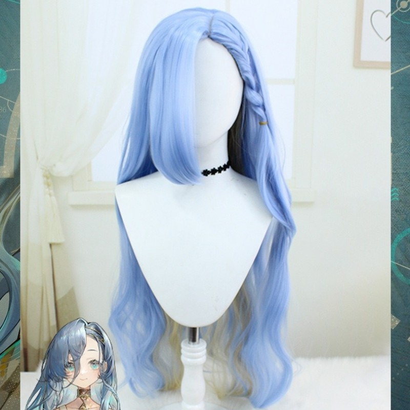 Back to the Future 1999 Character 37 Blue Long Curly COS Wig 95cm