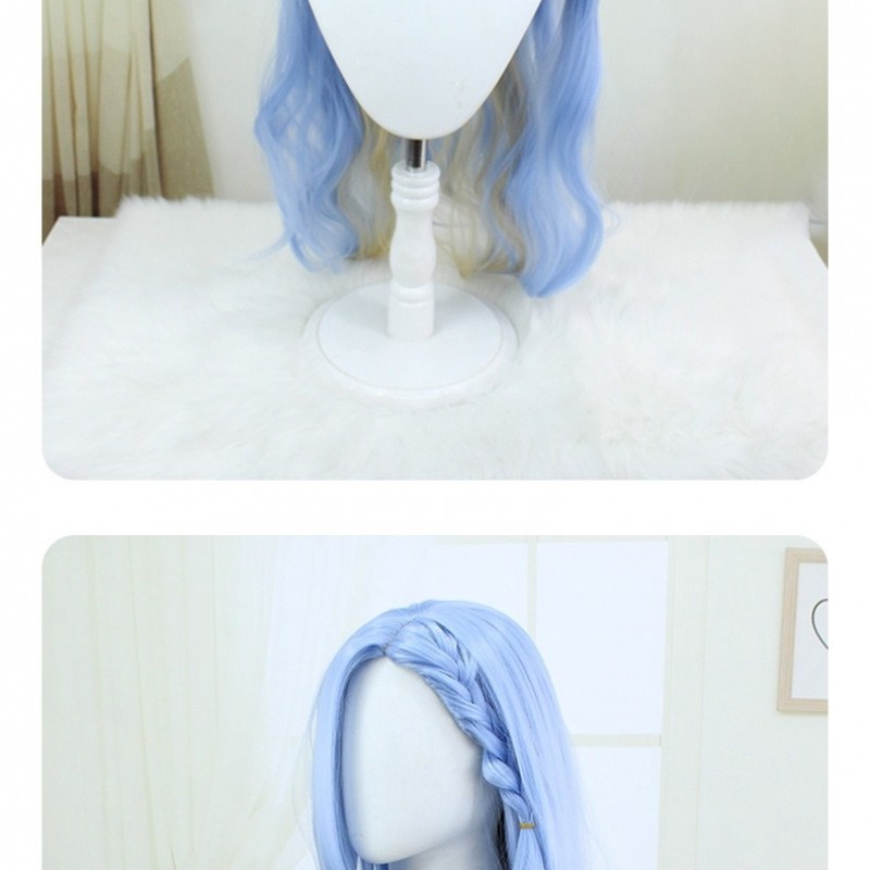 Back to the Future 1999 Character 37 Blue Long Curly COS Wig 95cm