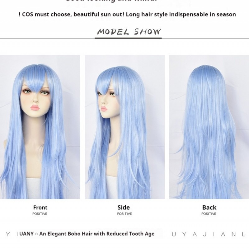 AOTU World Smog Series Anlijie Anime Cosplay Wig - Blue Long Curly Hair 100cm