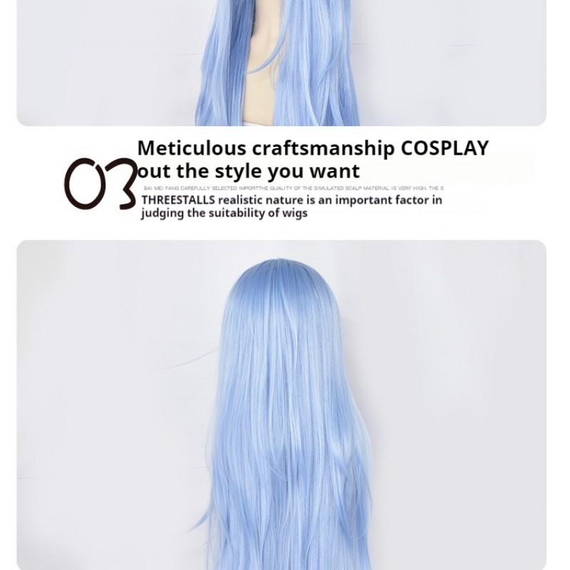 AOTU World Smog Series Anlijie Anime Cosplay Wig - Blue Long Curly Hair 100cm