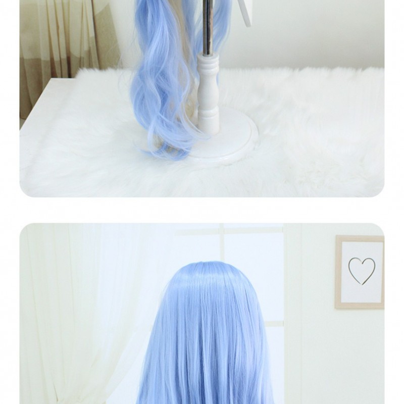 Back to the Future 1999 Character 37 Blue Long Curly COS Wig 95cm