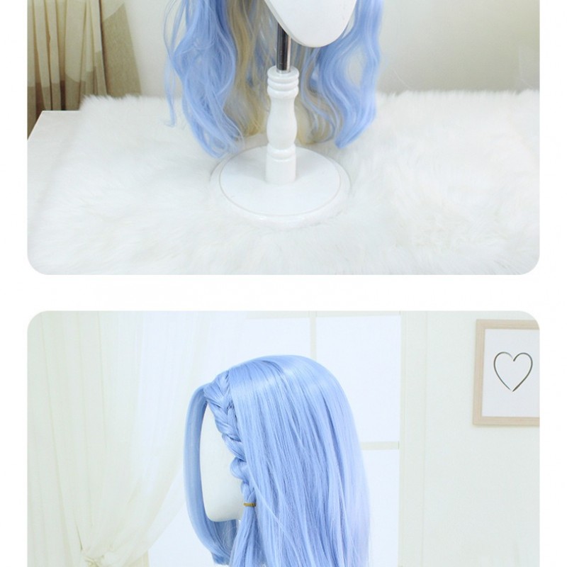 Back to the Future 1999 Character 37 Blue Long Curly COS Wig 95cm