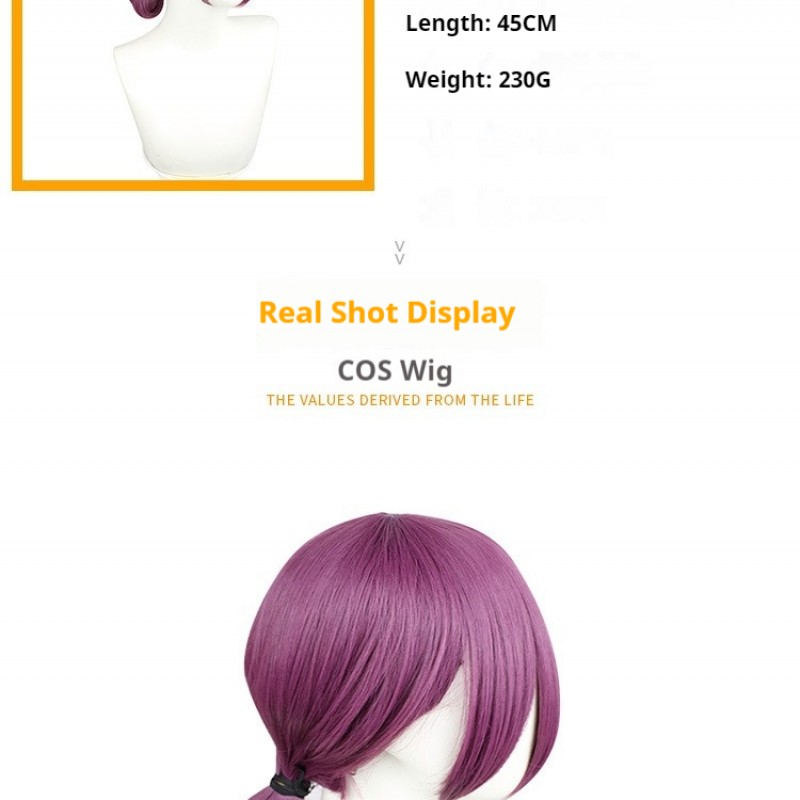 Chainsaw Man Power Cosplay Wig Resse Purple Braids Short Hair 45cm