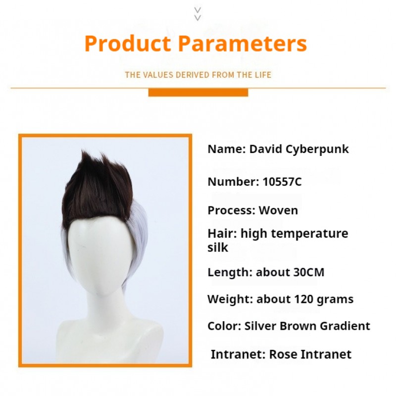 Cyberpunk Edgerunners Cosplay Wig - David Martinez Colorblock Highlights 30cm