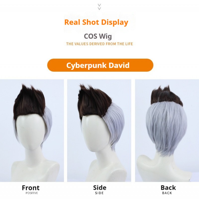 Cyberpunk Edgerunners Cosplay Wig - David Martinez Colorblock Highlights 30cm