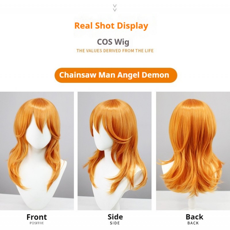 Chainsaw Man Cosplay Wig - Angel Devil and Chainsaw Man ORANGE Short Hair 50cm