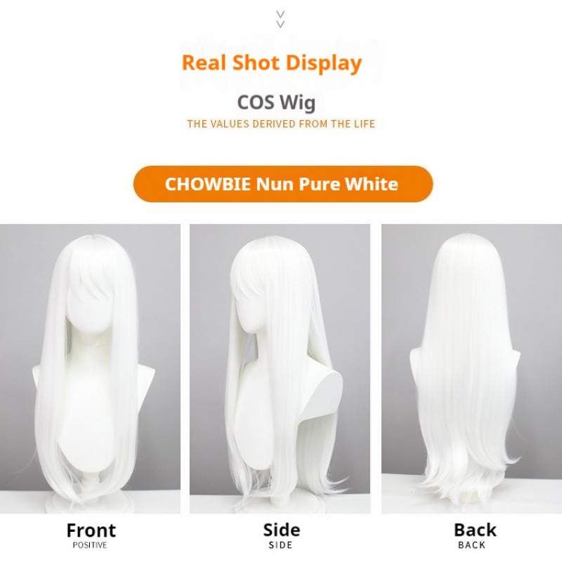 Chowbie  | Nun Cosplay Wig White and Brown Long Straight Hair 75cm