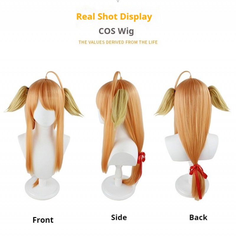 Fox Spirit Matchmaker |  Tu Shan HongHong & SuSu Cosplay Wig  Orange Oblique Bangs with Ears 80cm