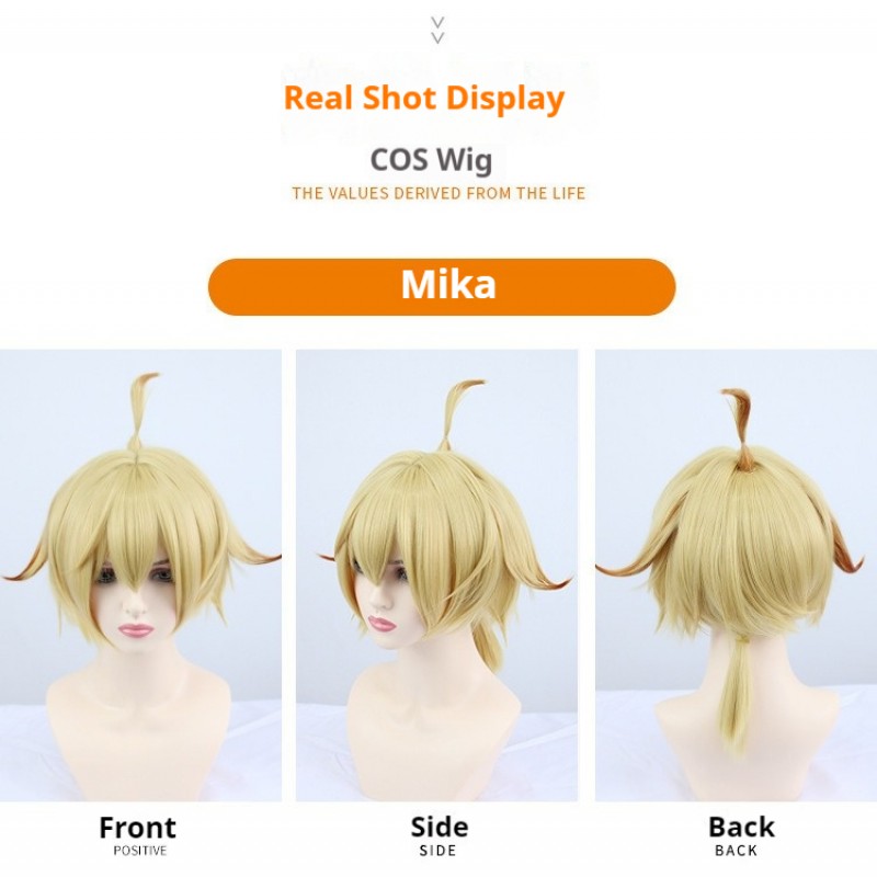 Genshin Impact Mikey Cosplay Wig  Mondstadt Skirmish Squad Cartographer with Adorable Youthful Style 30cm