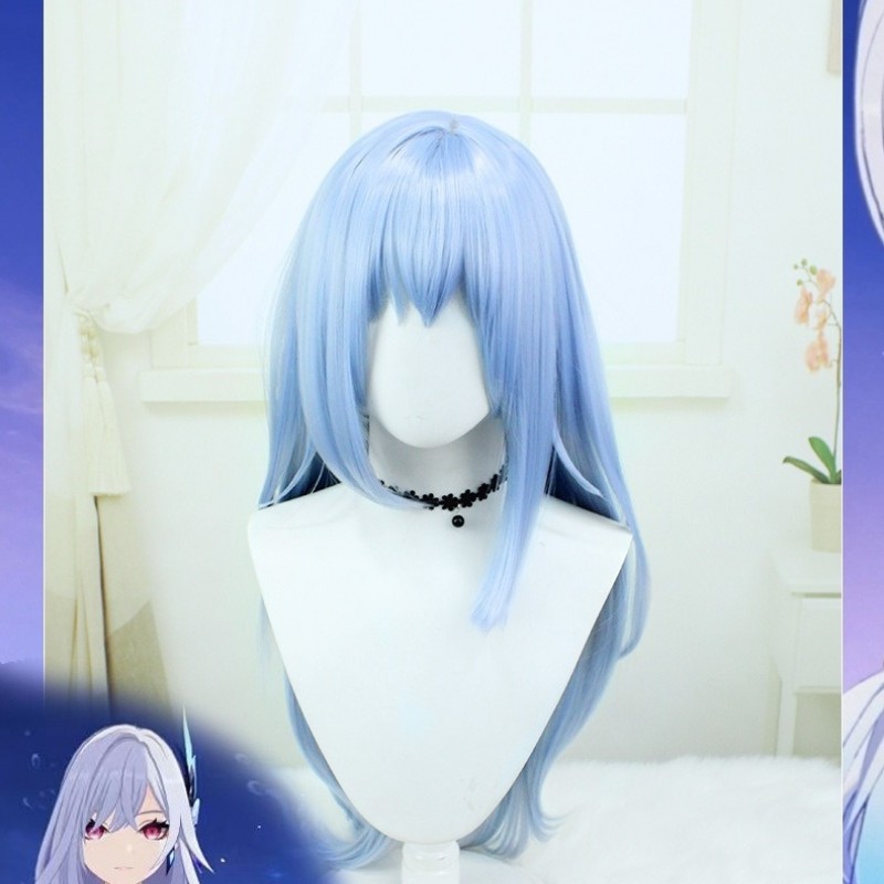 Genshin Impact  | Scaramouche Cosplay Wig - Blue Side-Parted Long Hair 80cm