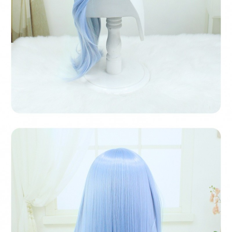 Genshin Impact  | Scaramouche Cosplay Wig - Blue Side-Parted Long Hair 80cm