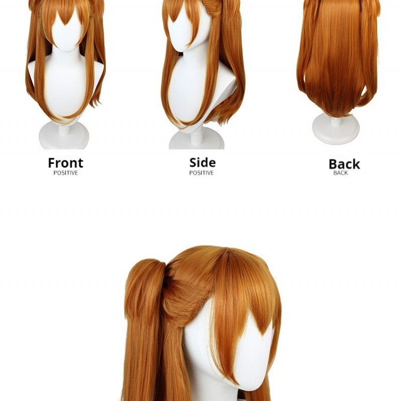 Evangelion New Century Apocalypse Cosplay Wig Asuka Orange Twin Tail 65cm