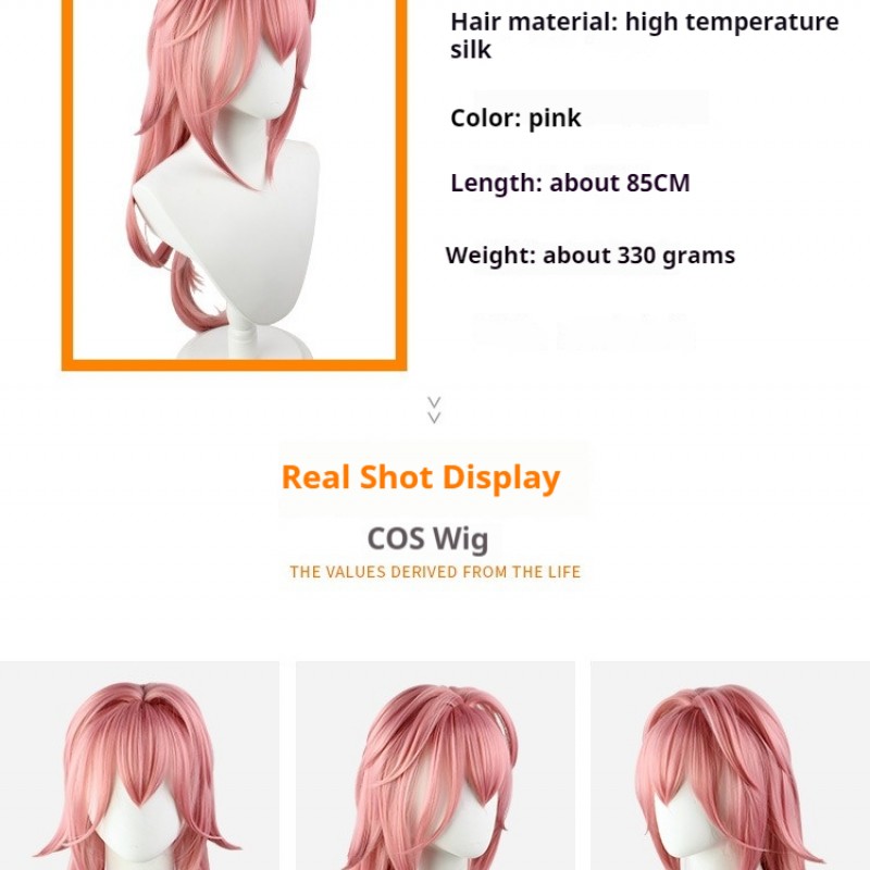 Genshin Impact Yae Miko COS Wig Side Flip Hairstyle 85cm