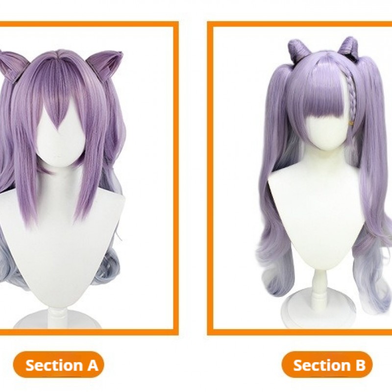 Genshin Impact | Keqing Thunderstorm Quick Rain Cosplay Wig - Dual Twintails Gradient Cat Ears 70cm