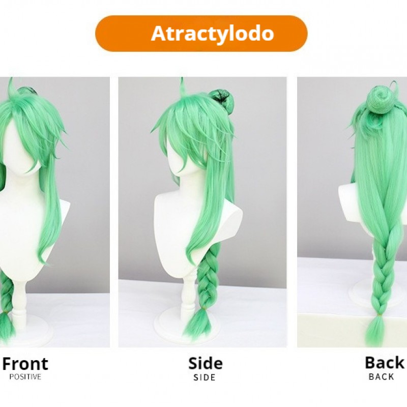 Genshin Impact |Baizhu Green Braided Ponytail with Bangs Long Hair 100cm