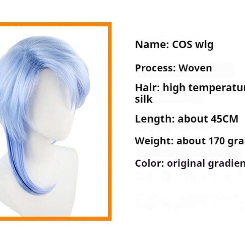 Genshin Impact | Kamisato Ayato Cosplay Wig - Subtle Gradient Color with Parted Hair Design 45cm