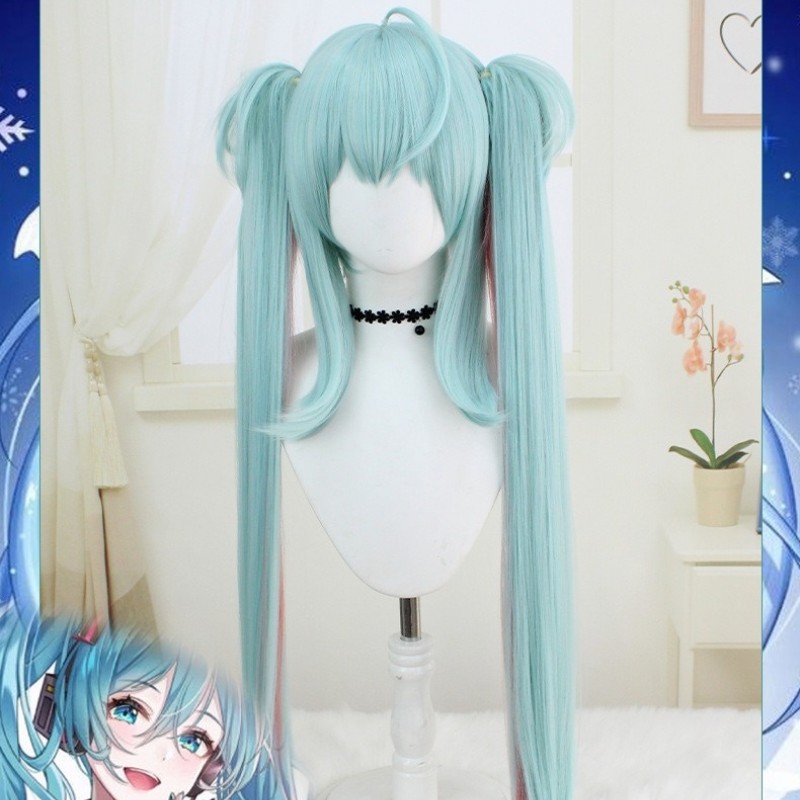 Hatsune Miku Raccoon Green Long Cosplay Wig  100cm