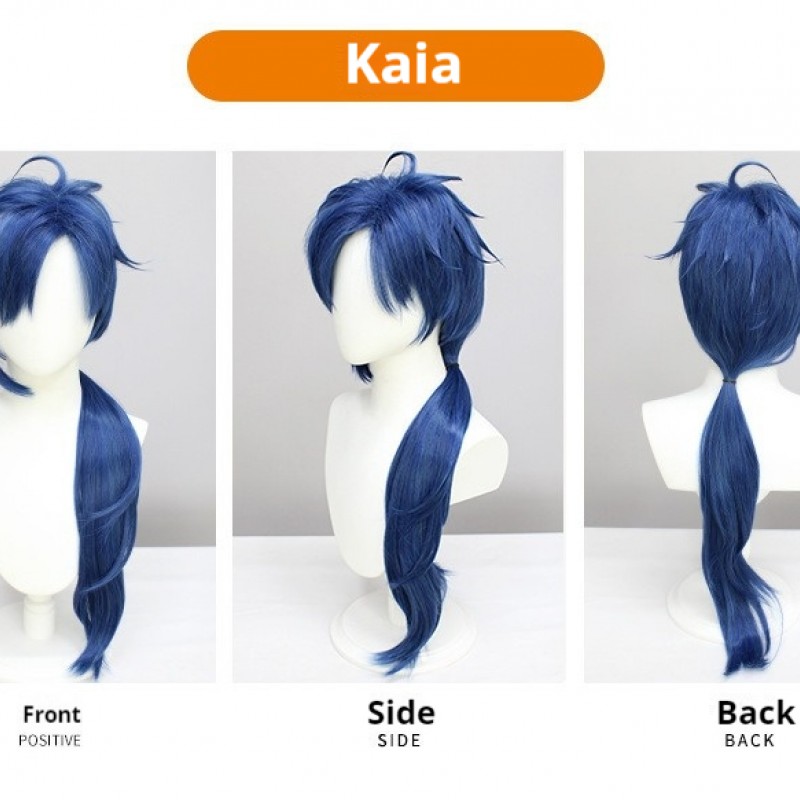 Genshin Impact |Kaeya Cosplay Wig Knights of Favonius Dark Blue Braided Wig with Gradient Highlights 80cm