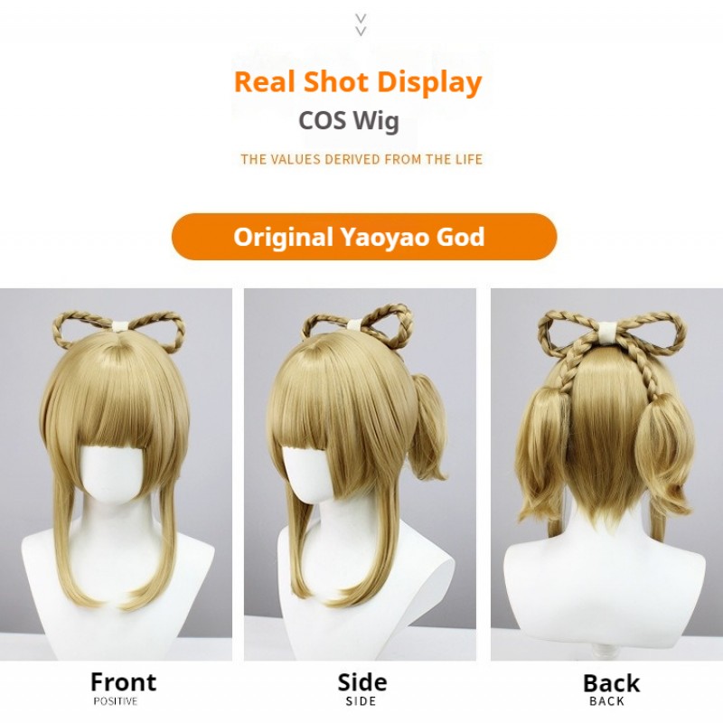 Genshin Impact |Yaoyao Cosplay Wig - Detachable Ponytail with Elastic Band and Alligator Clip 40cm