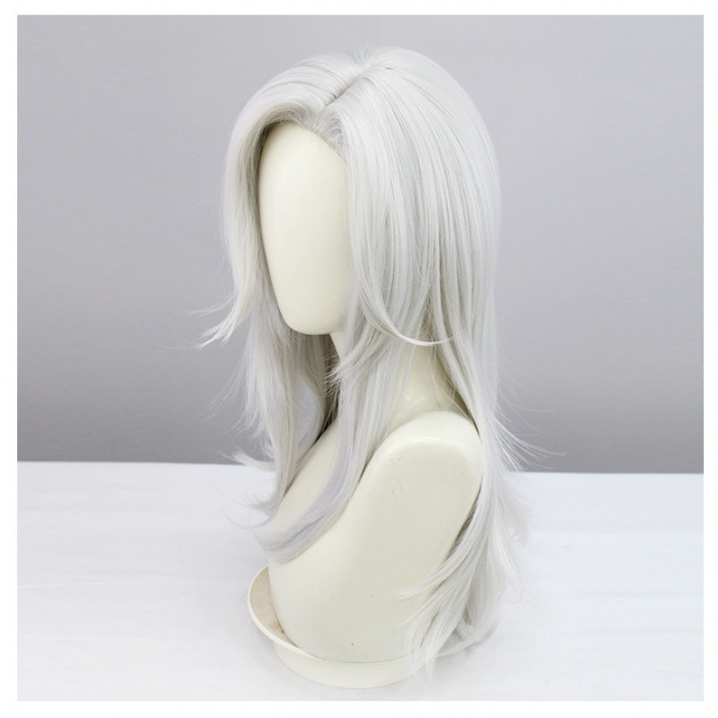 Genshin Impact |Sumeru Cyno Silver Cosplay Wig Backward Curled Hair 60cm