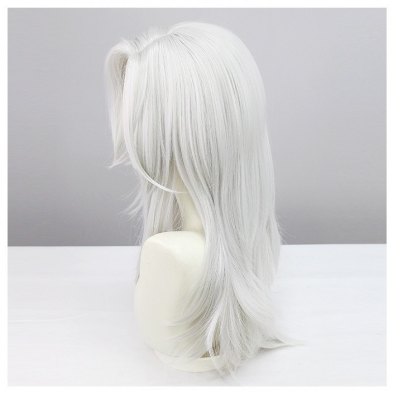 Genshin Impact |Sumeru Cyno Silver Cosplay Wig Backward Curled Hair 60cm