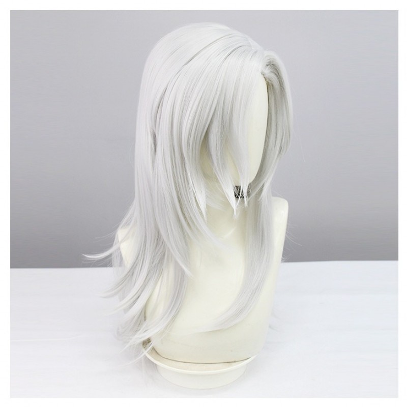 Genshin Impact |Sumeru Cyno Silver Cosplay Wig Backward Curled Hair 60cm