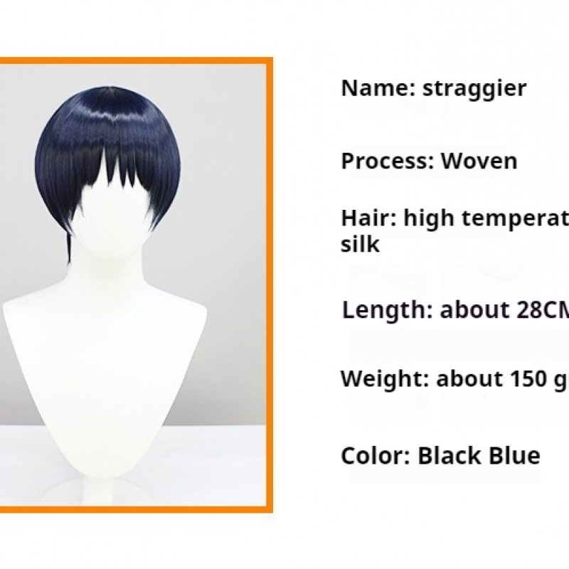 Genshin Impact |Wanderer Scaramouche Cosplay Wig Short Hair Black Blue 30cm