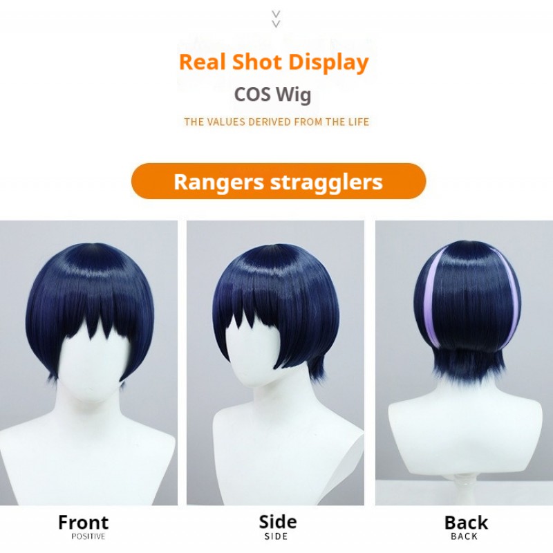 Genshin Impact |Wanderer Scaramouche Cosplay Wig Short Hair Black Blue 30cm