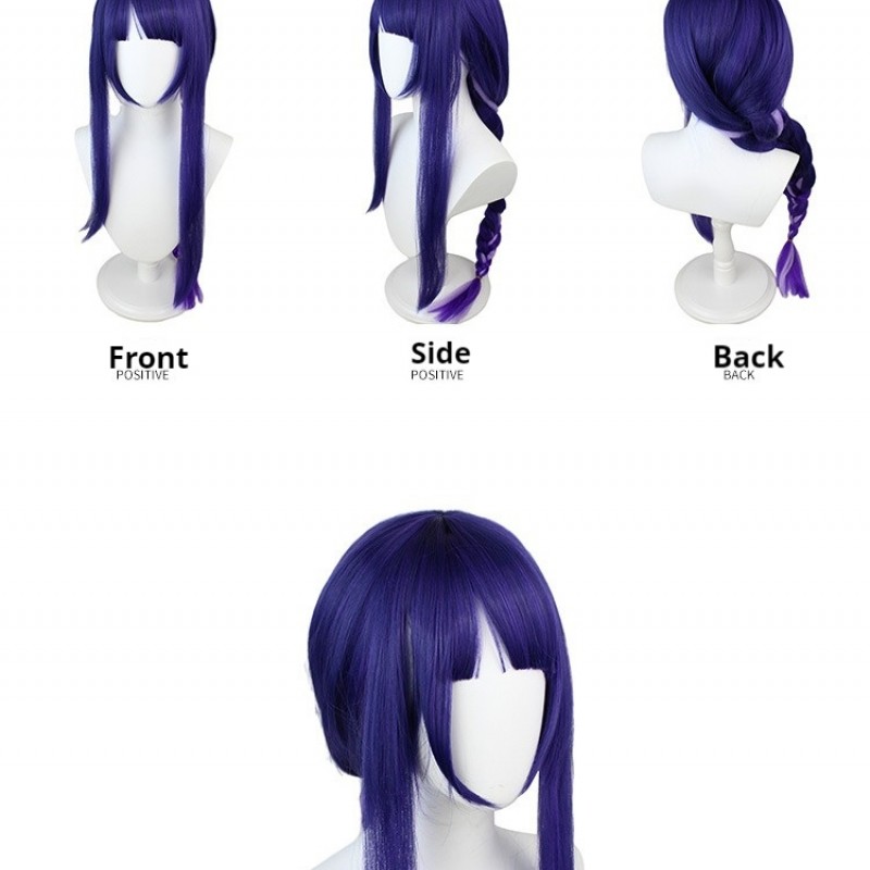 Genshin Impact |Raiden Shogun Purple Cosplay Wig Braided Ponytail 90cm