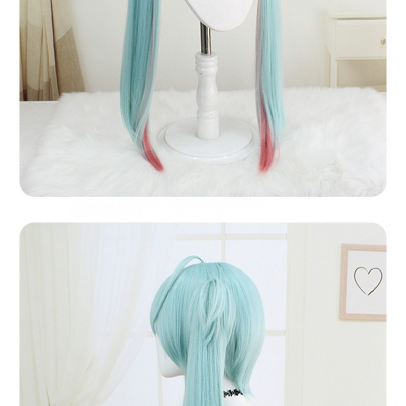 Hatsune Miku Raccoon Green Long Cosplay Wig  100cm