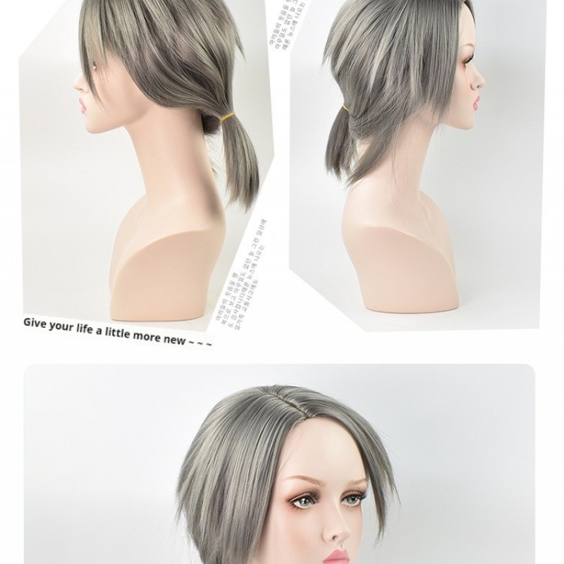 Identity V | Undertaker Dark Gray Ponytail with Smoky Gray Short Hair Cosplay Wig