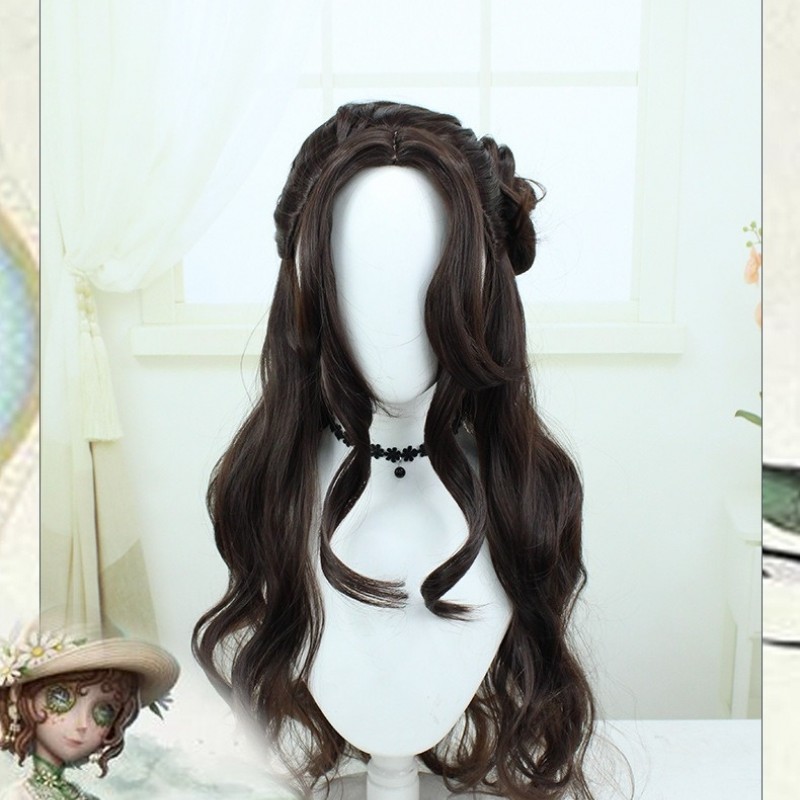  Identity V Hangzhou West Lake Collaboration Psychologist Patient Brown Long Curly Hair Cosplay Wig