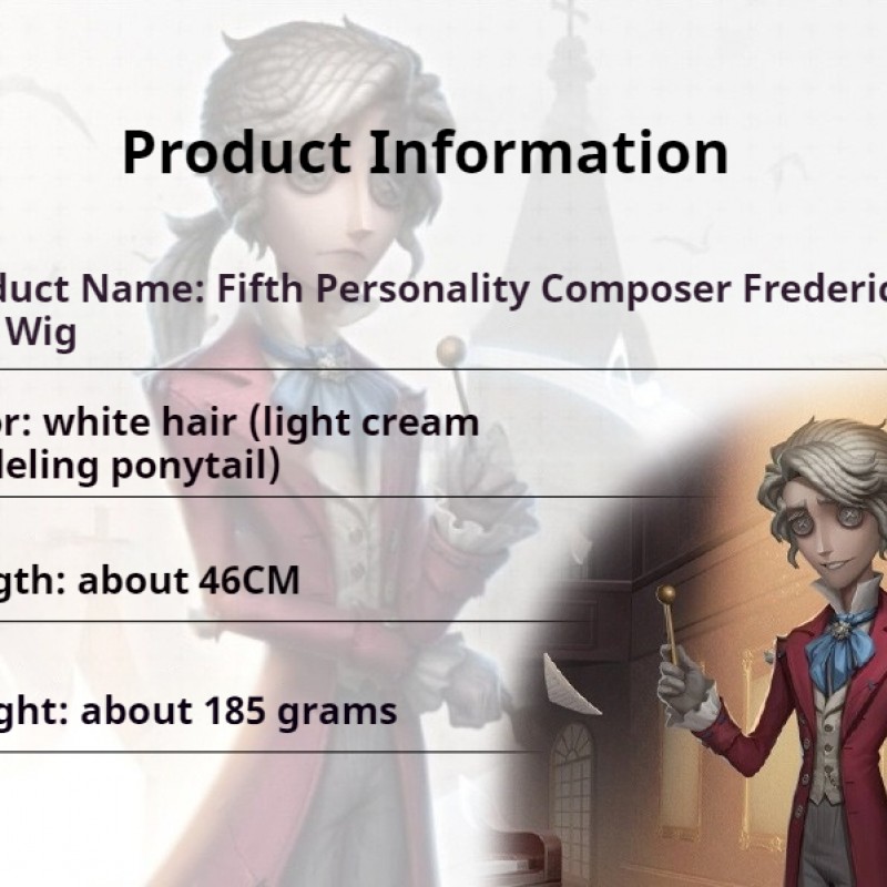 Identity V | Composer Frederic Silver Short Wig Precision 46cm