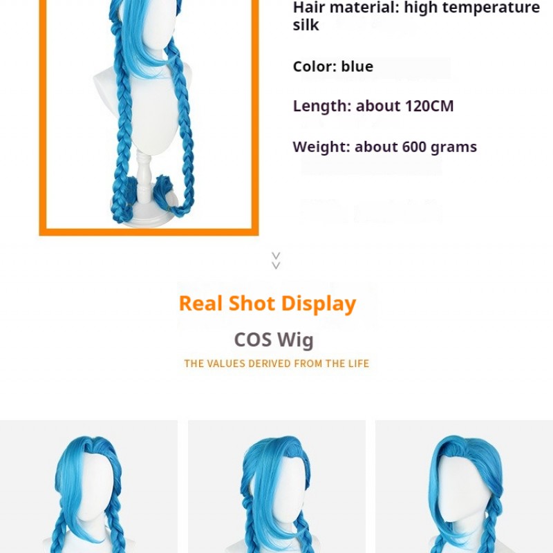 League of Legends Loose Cannon Jinx Arcane Jinx Cosplay Wig 120cm 