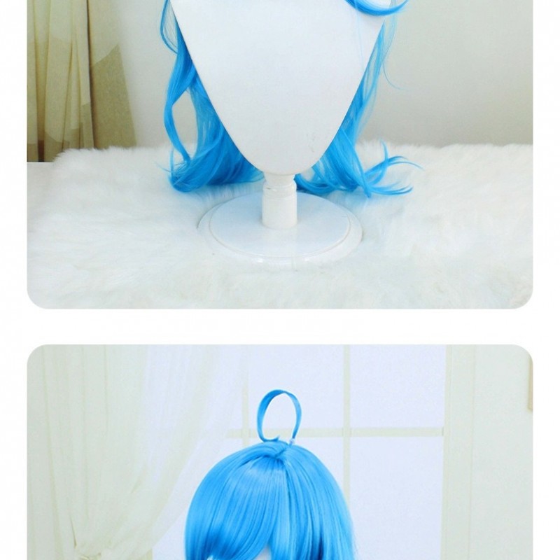 King of Glory Cosplay Wig Mermaid Doria Blue Long Curly Hair