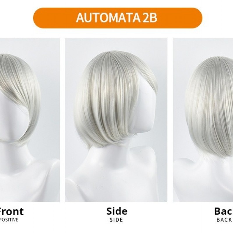 NieR: Automata 9S COS Wig Silver Gray Short Hair